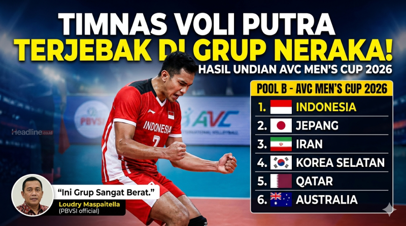 Timnas Voli Putra Indonesia Terseret ke Grup Terberat AVC Men's Cup 2026