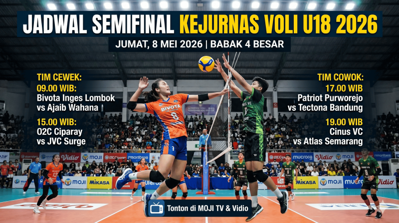 Jadwal Semifinal Kejurnas Voli U18 2026: Yuk Cek Tim Mana Saja yang Lolos ke 4 Besar!